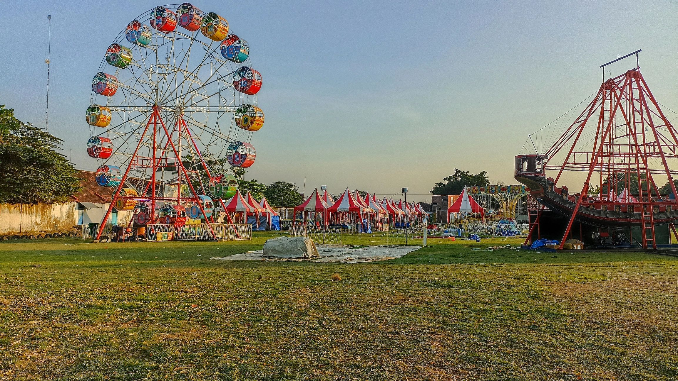 Whimsical outdoor landscape, colorful and cheerful