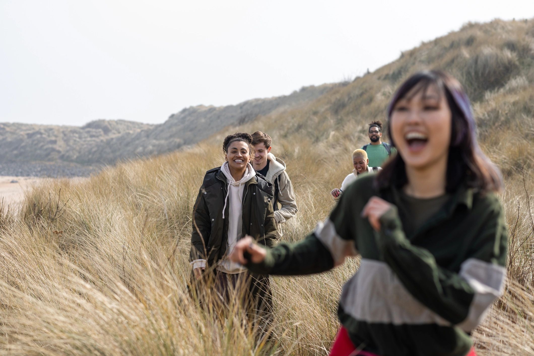 Playful landscape photo with people